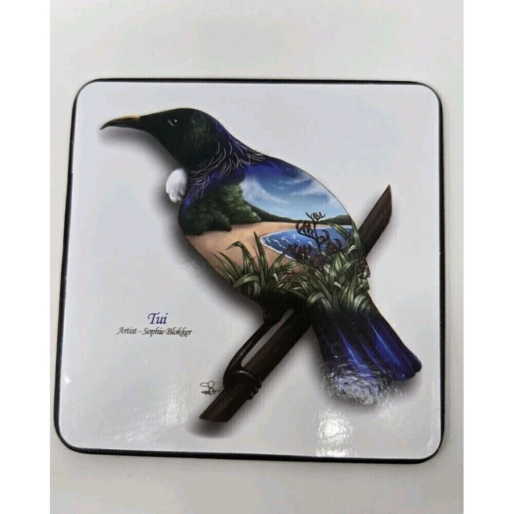 VINTAGE NEW ZEALAND BIRDS EYE VIEW COASTERS SET OF 6 SOPHIE BLOKKER ARTIST BOX
